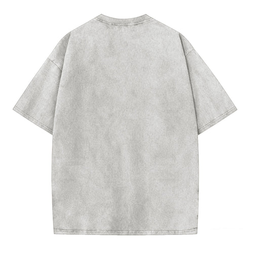 Ink Wash Black Cat Print Washed T-Shirt