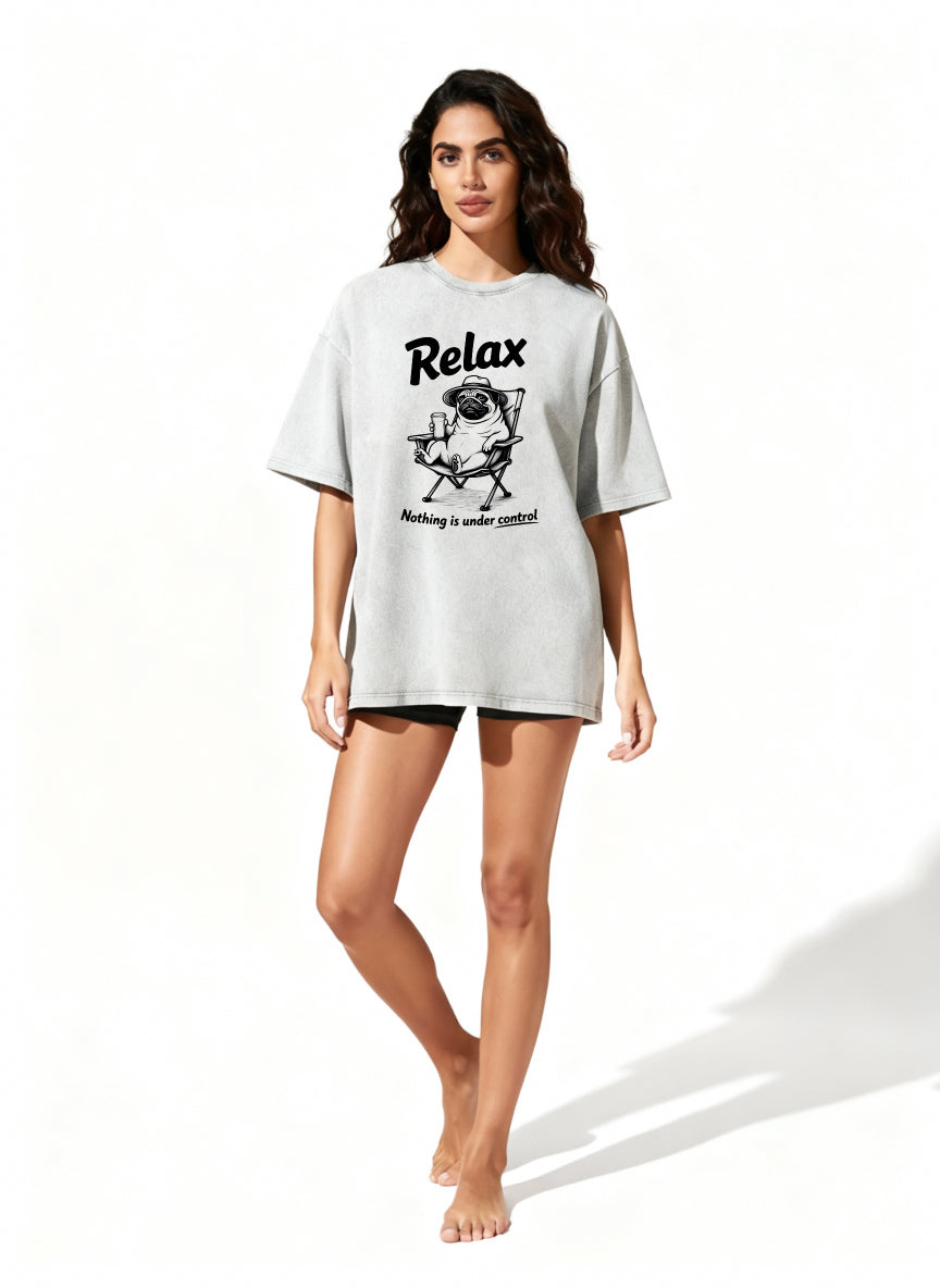 Relax Nothing Is Under Control Pug Dog Graphic T-Shirt For Men And Women Casual Summer Wear Fun Animal Print Top