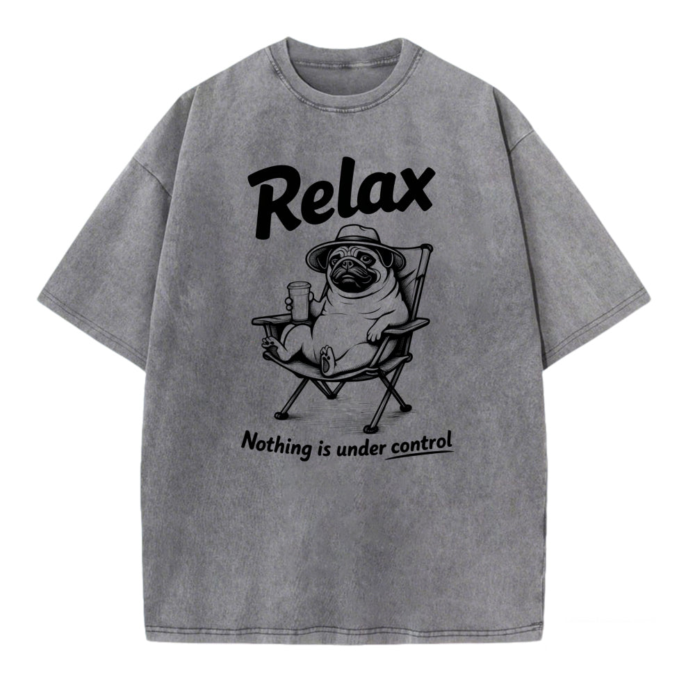 Relax Nothing Is Under Control Pug Dog Graphic T-Shirt For Men And Women Casual Summer Wear Fun Animal Print Top