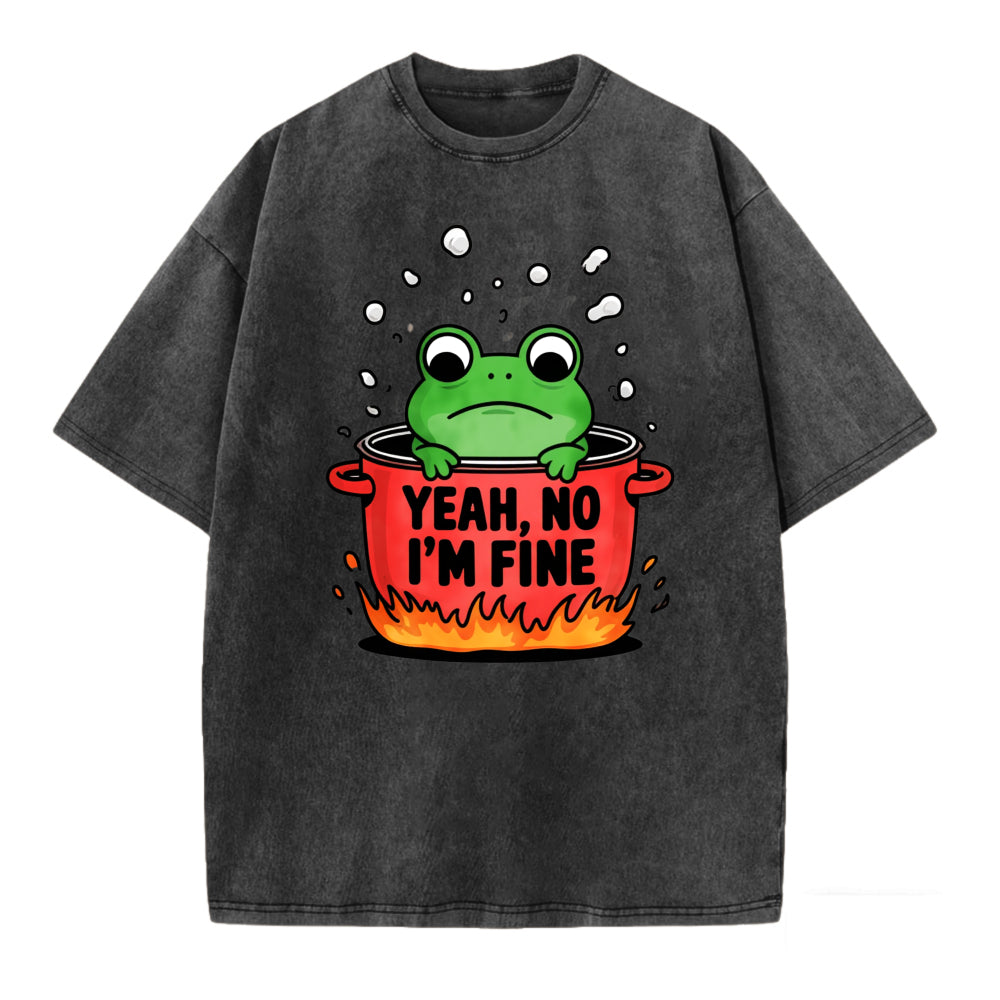 Boiling Frog Funny Graphic Washed T-shirt