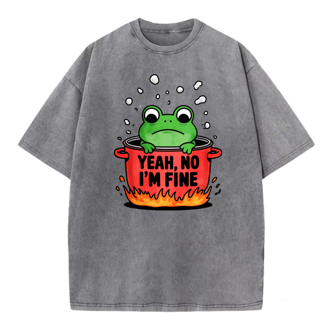 Boiling Frog Funny Graphic Washed T-shirt