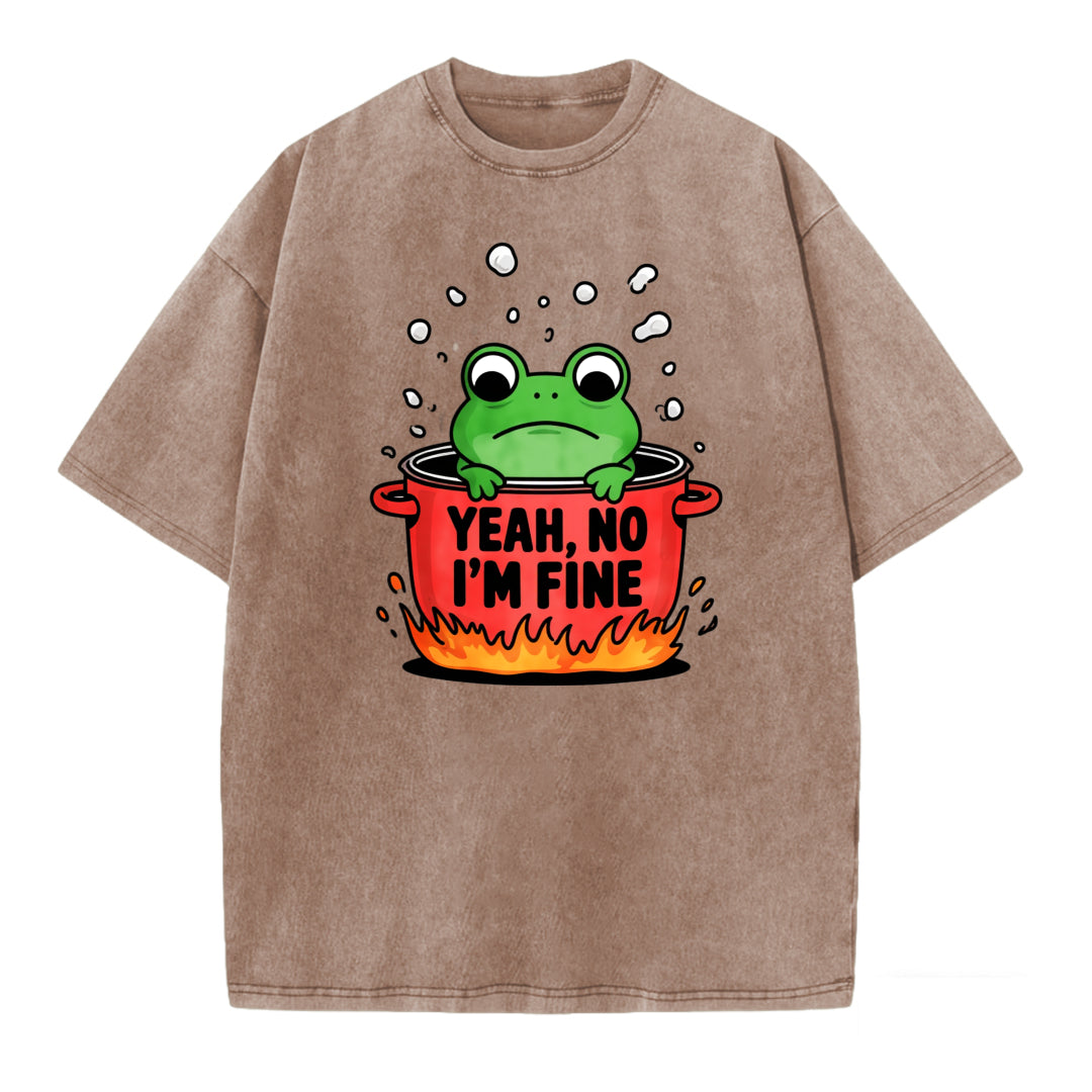 Boiling Frog Funny Graphic Washed T-shirt