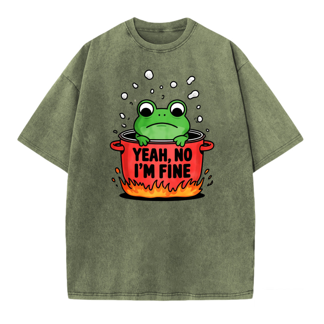Boiling Frog Funny Graphic Washed T-shirt